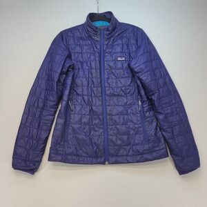 Patagonia Nano Puff Jacket Womens Medium Blue Quilted Insulated Puffer Full Zip